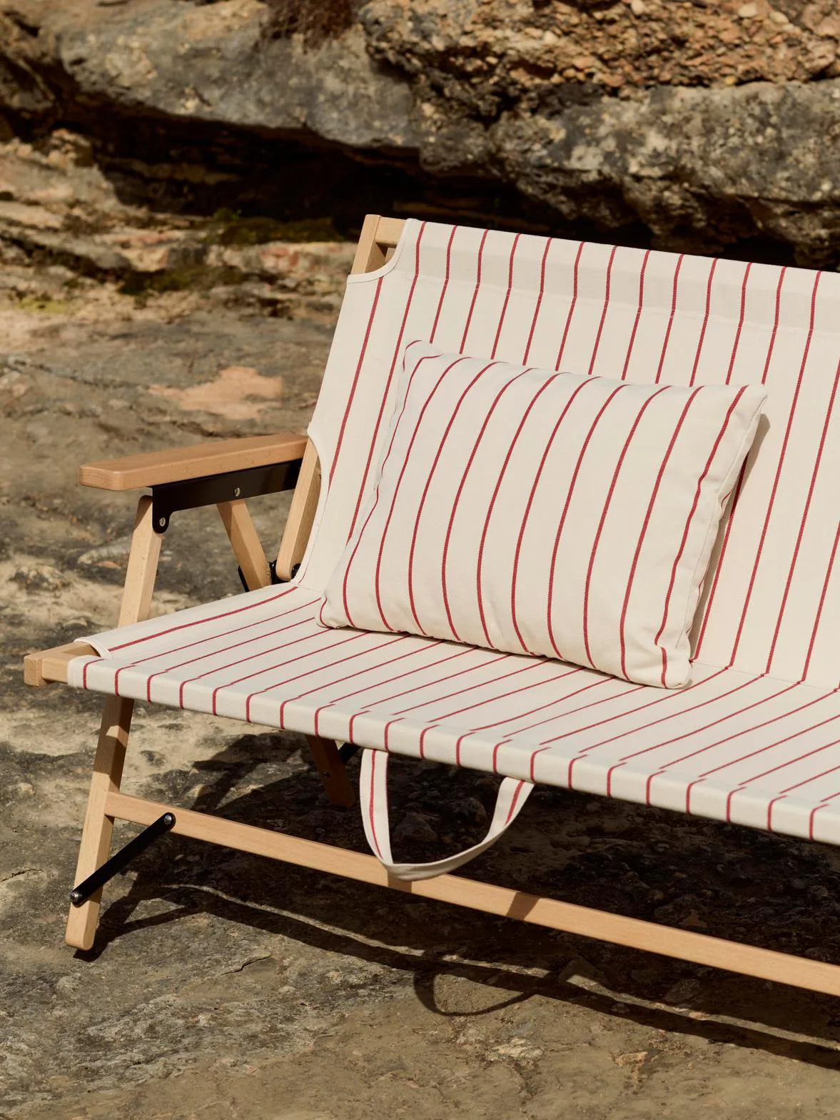 Outdoor Market foldable sofa, Beige-red, 2-seater HAY