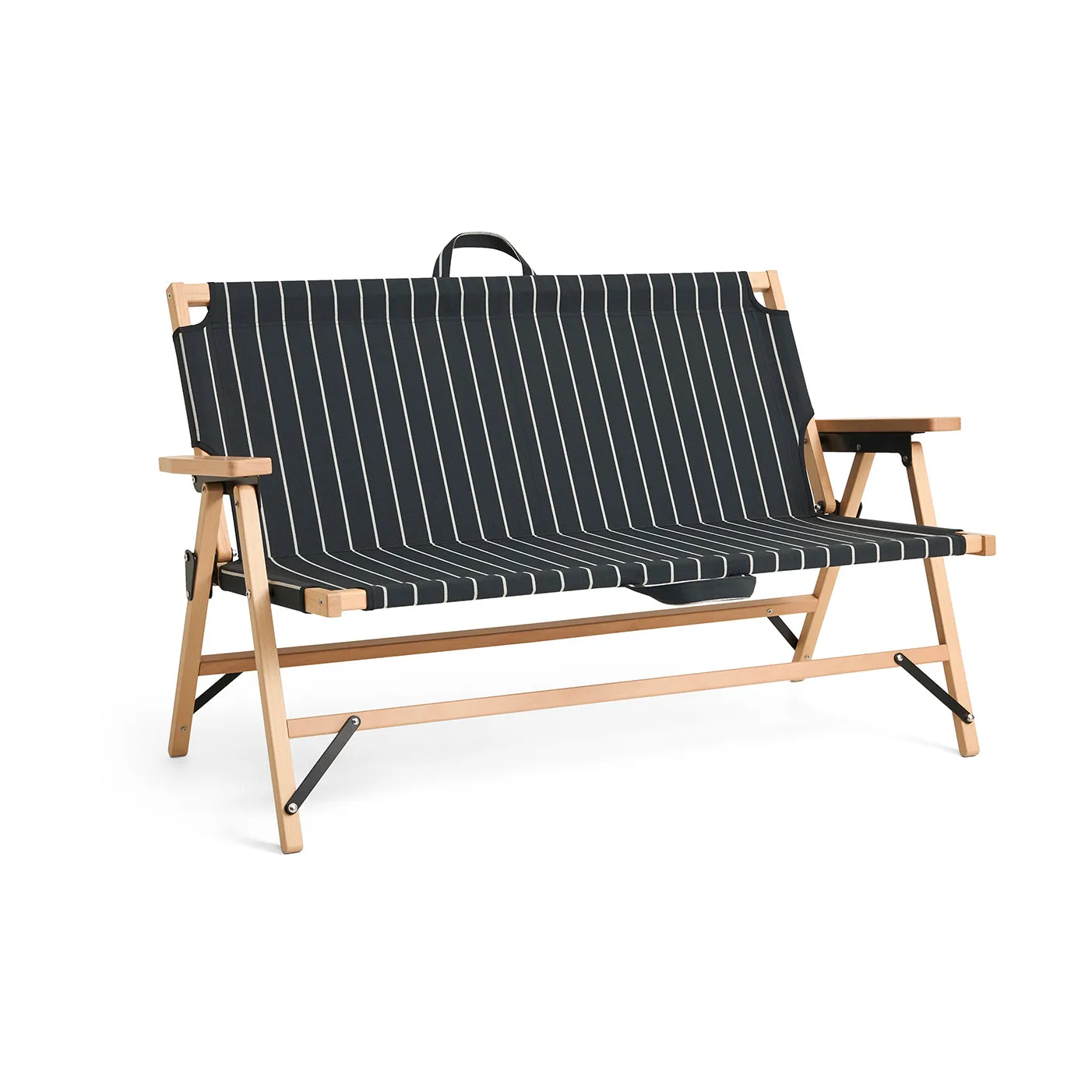 Outdoor Market foldable sofa, Black-beige, 2 seater HAY