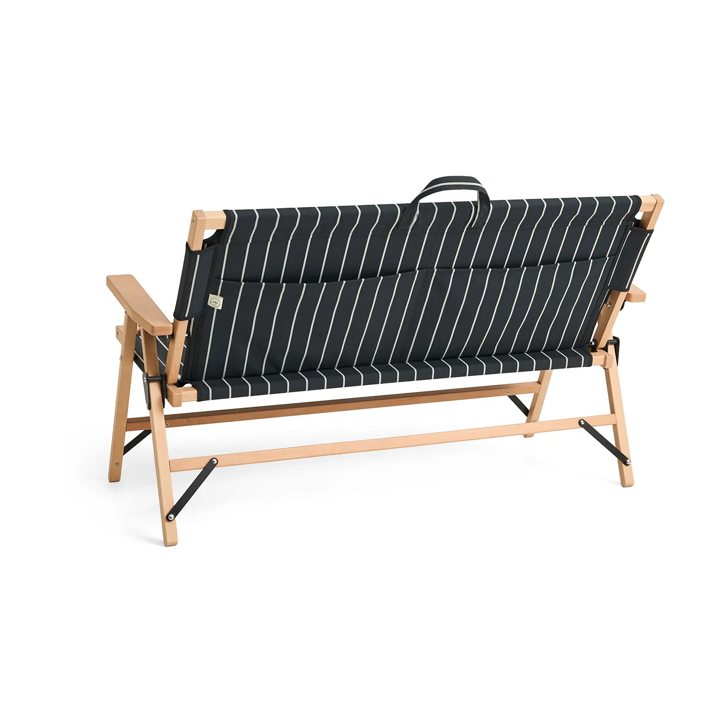 Outdoor Market foldable sofa, Black-beige, 2 seater HAY