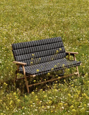 Outdoor Market foldable sofa - Black-beige, 2 seater - HAY