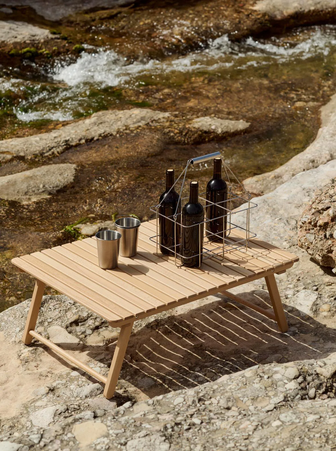 Outdoor Market folding table, Beech, large HAY