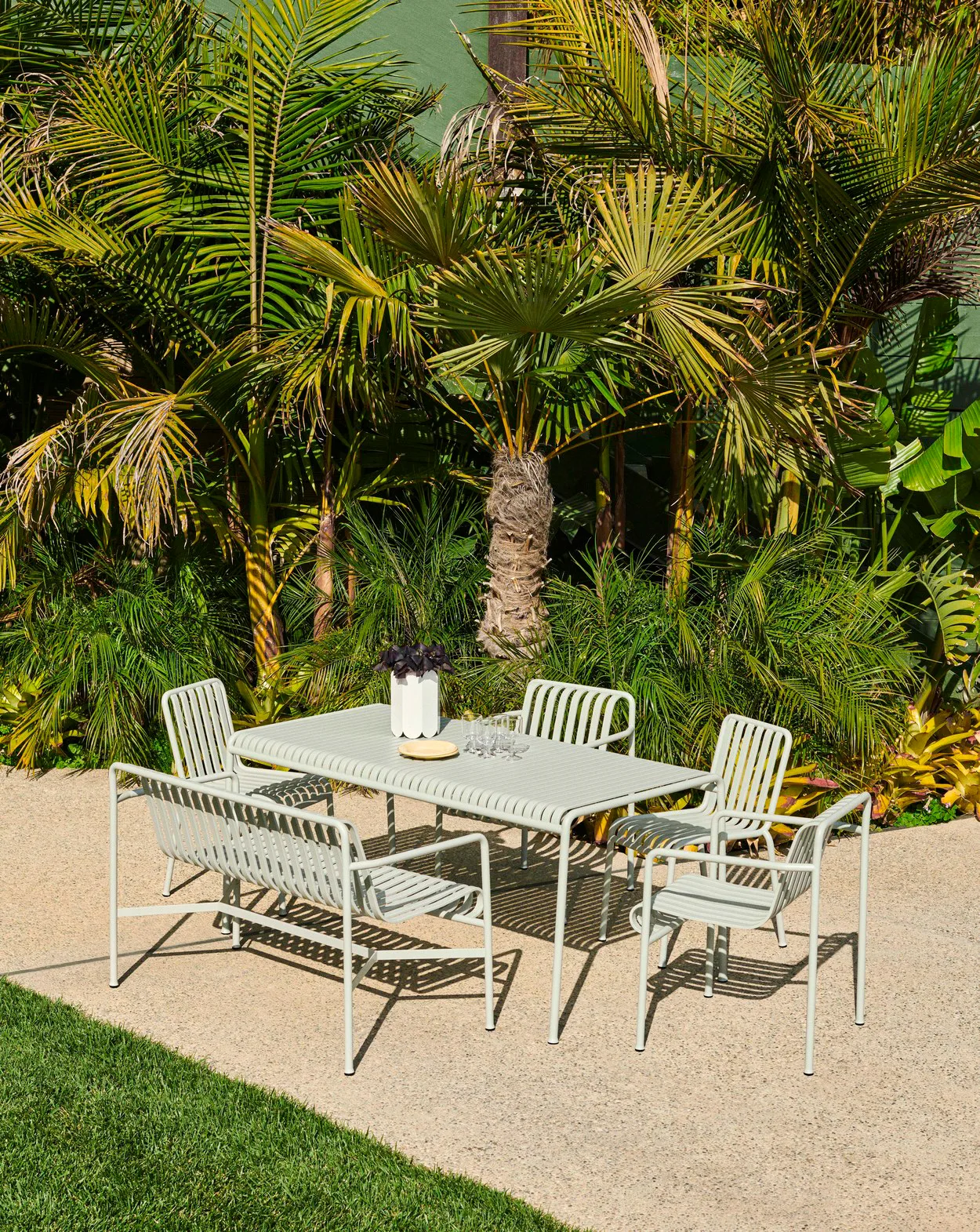 Palissade dining set 2 Dining armchair + bench 170x90 cm sky grey HAY