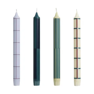Pattern candle mix 4-pack - Green-silver - HAY