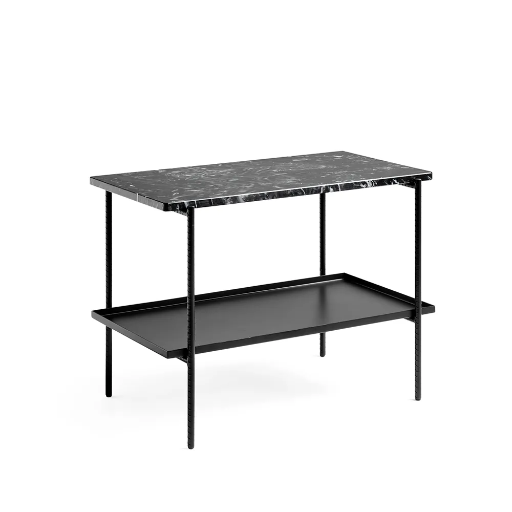 Rebar side table 75x44x55 cm, Black marble-black HAY