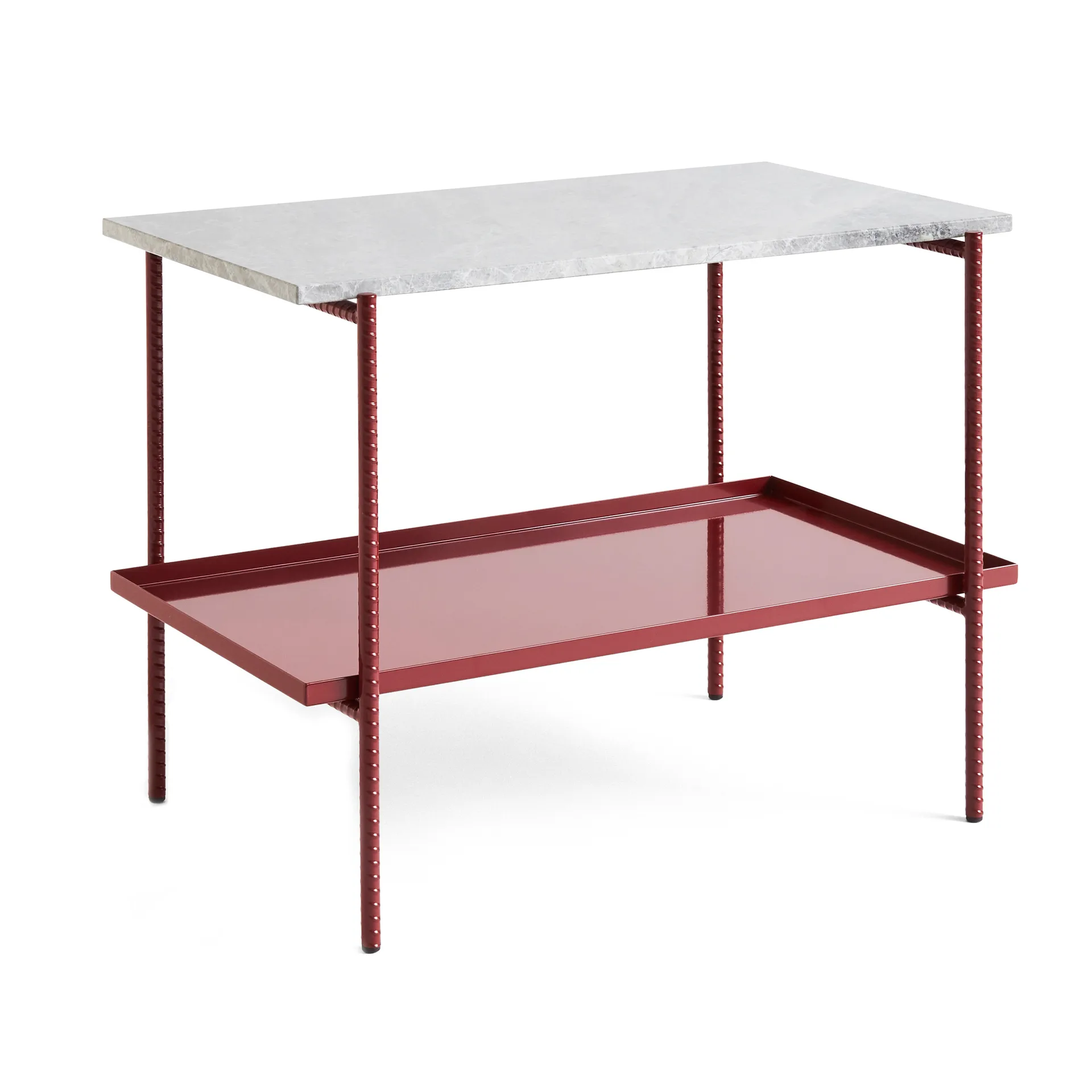 Rebar side table 75x44x55 cm, Grey marble-barn red HAY