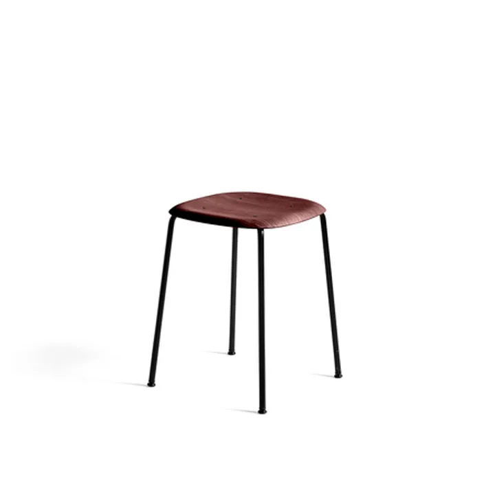 Soft Edge 70 stool - Fall red, black steel frame - HAY