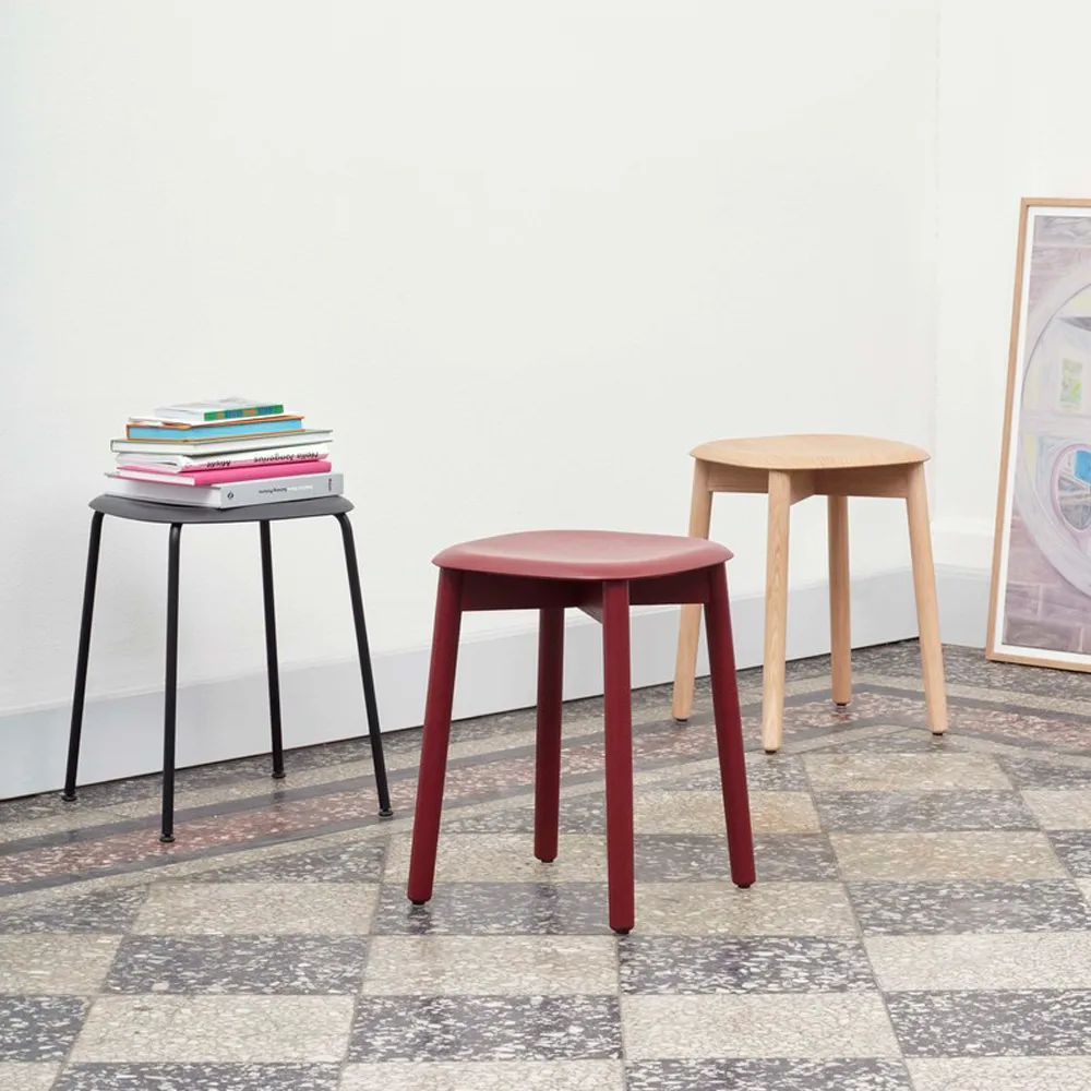Soft Edge 72 stool, Black oak-black oak frame HAY