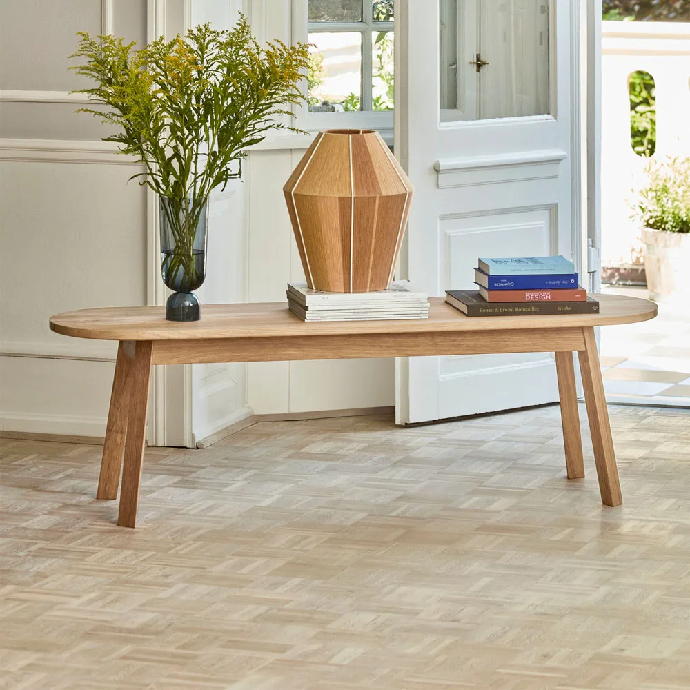 Triangle Leg bench, water-based lacquered oak, 150 cm HAY