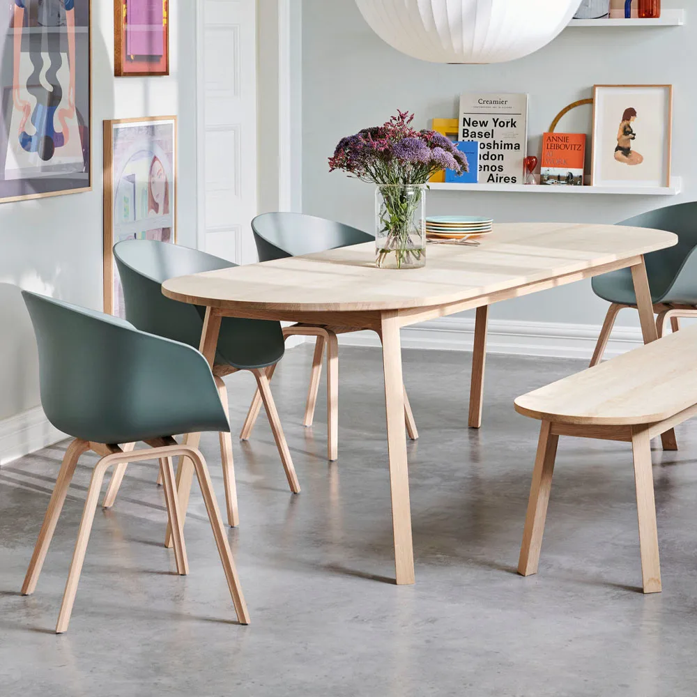 Triangle Leg dining table, Lacquered oak, 250x85 cm HAY