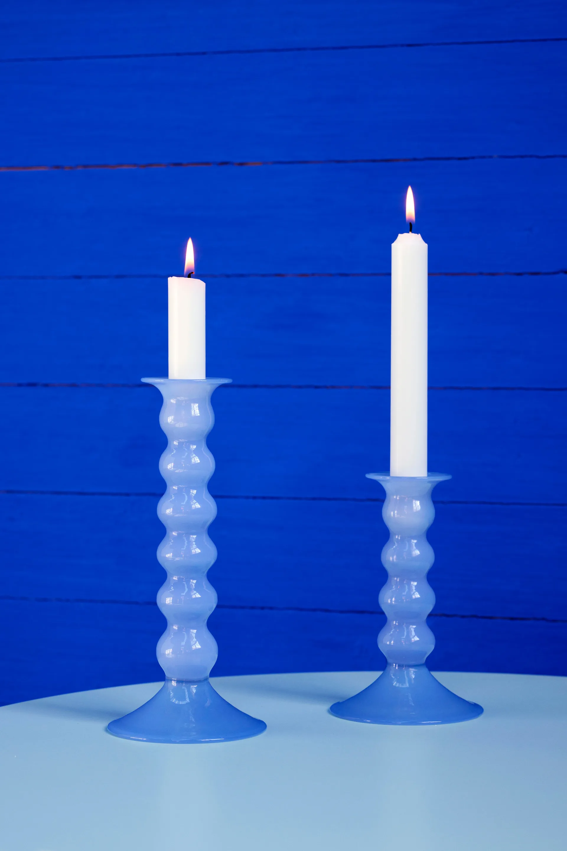 Wavy candle holder large 21 cm, Jade light blue HAY