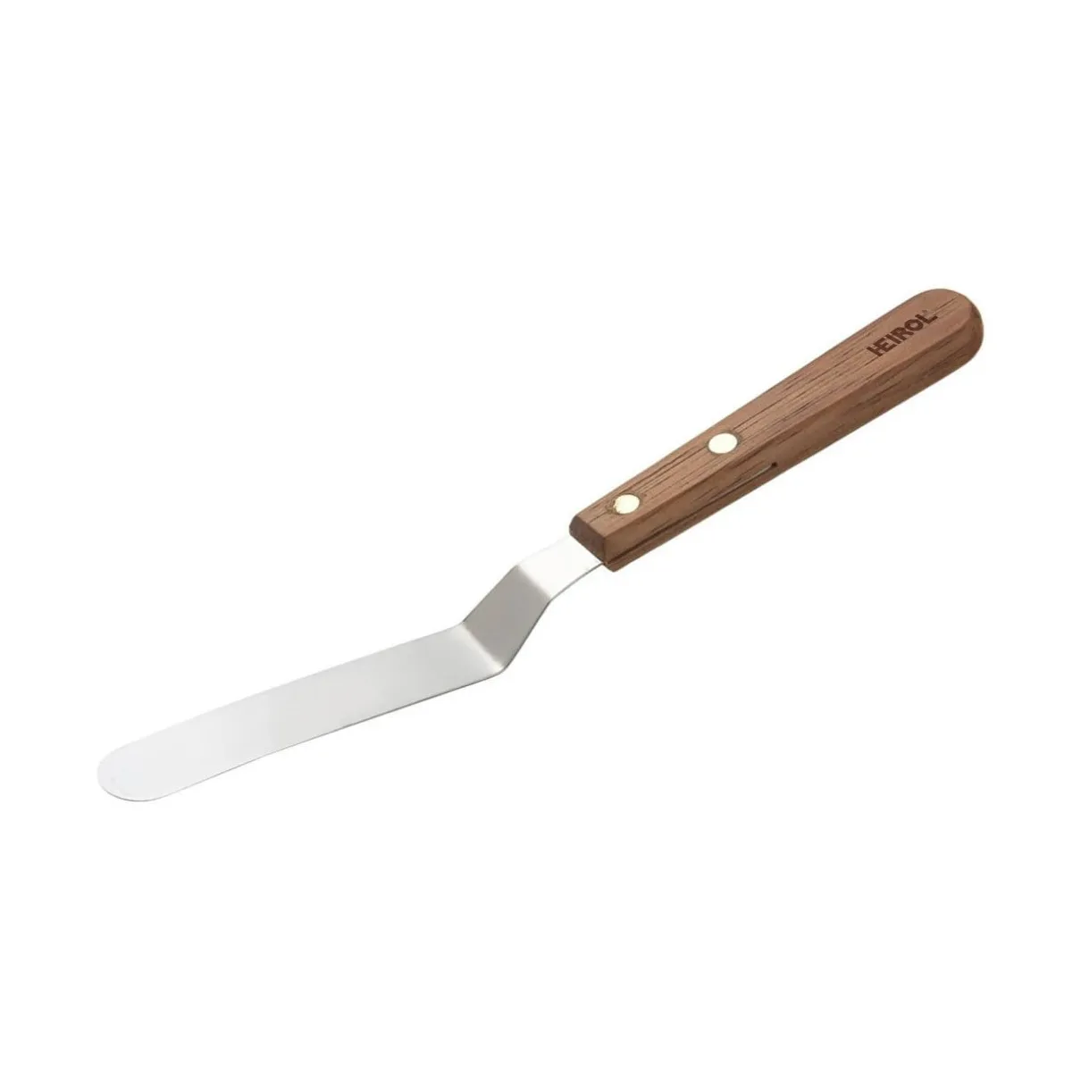 Palette knife with angled wooden handle, Rosewood-stainless steel Heirol