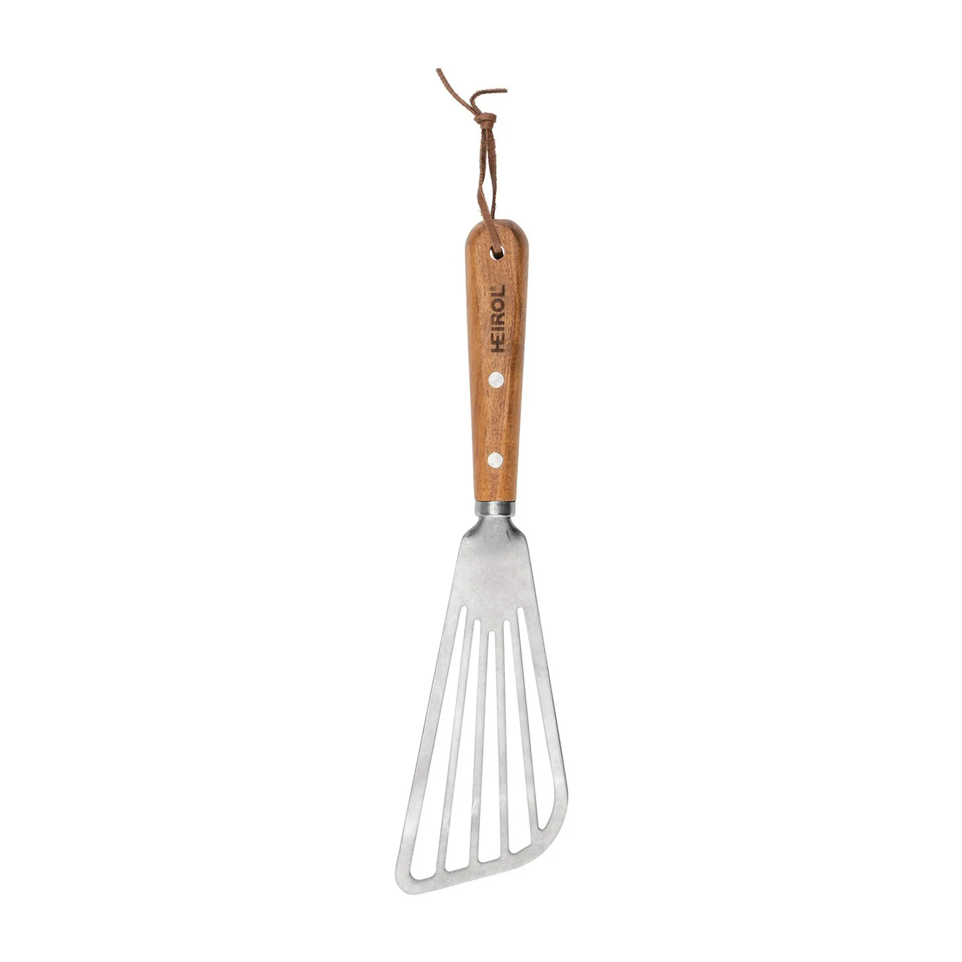 Stainless steel spatular with hole 30 cm, Beech Heirol