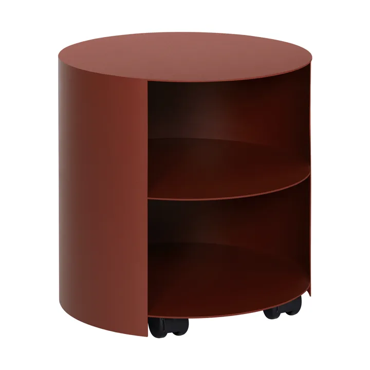 Hide side table Ø38x41 cm - Red brown textured - Hem