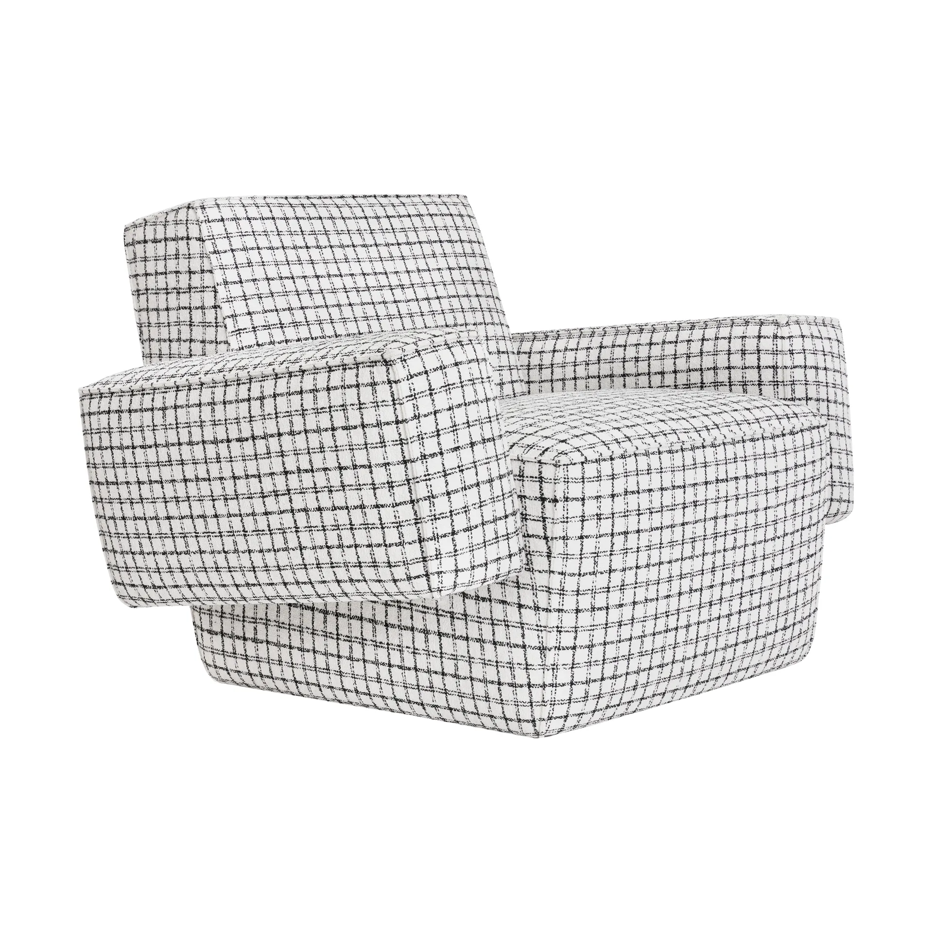 Hunk lounge chair with arm rest, Checkered black/white Hem