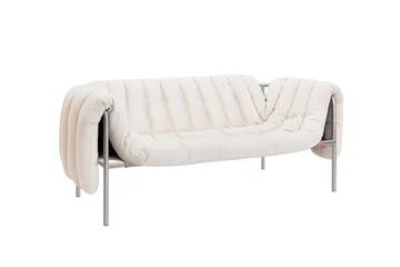Puffy 2,5-seater sofa 205 cm - Natural-stainless steel - Hem