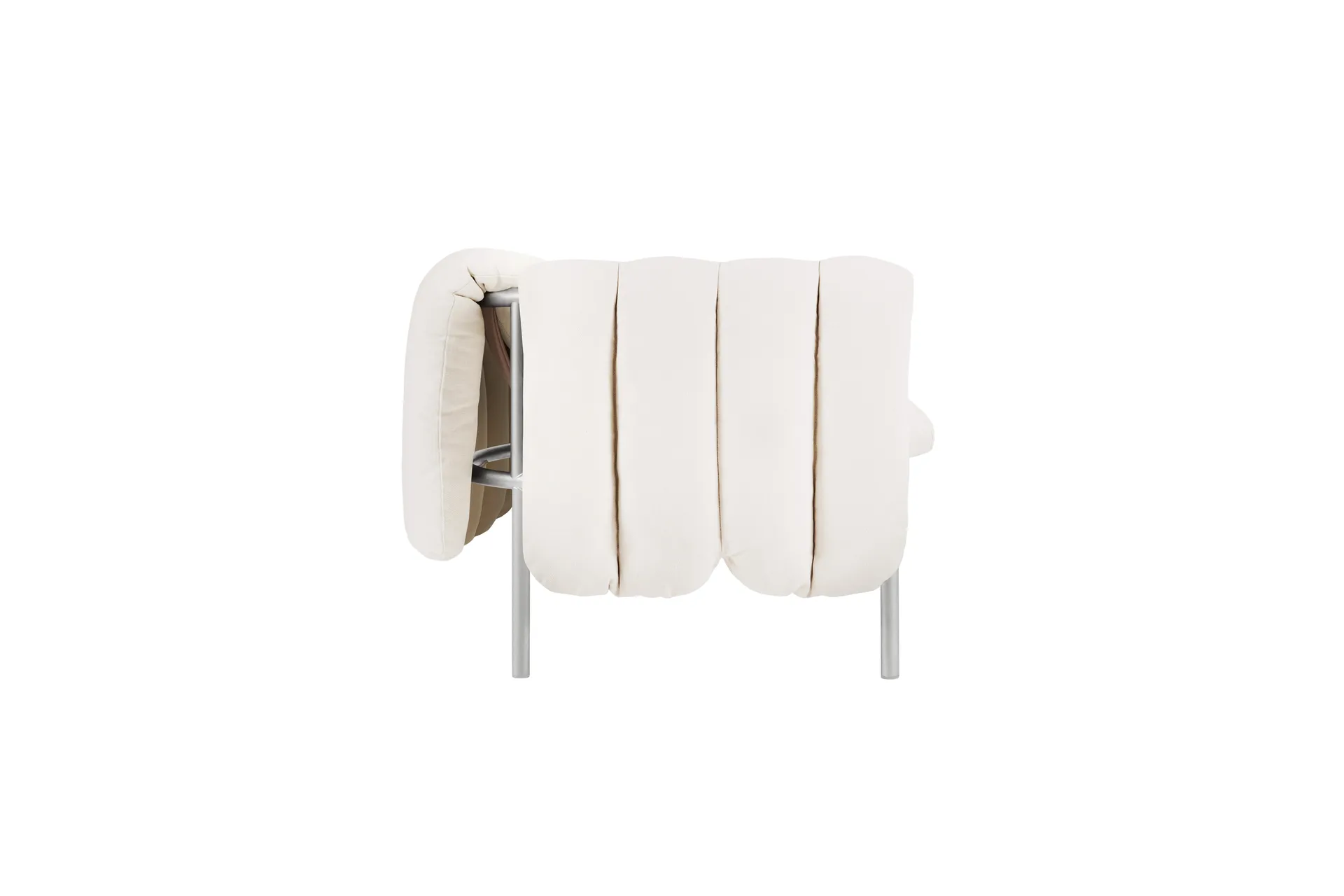 Puffy 2,5-seater sofa 205 cm, Natural-stainless steel Hem