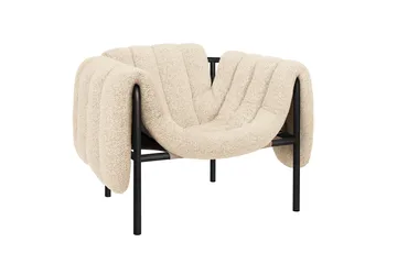 Puffy lounge chair - Eggshell-black grey - Hem