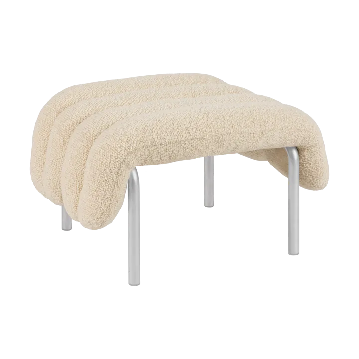 Puffy ottoman 58x67 cm - Eggshell-stainless steel - Hem