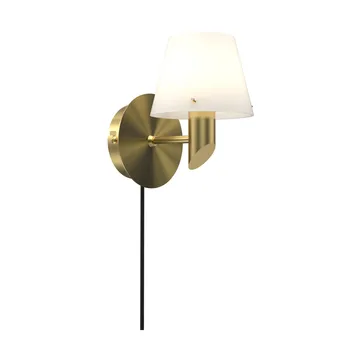 Gil wall lamp - Satin brass-opal glass - Herstal