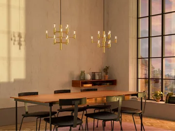 Manola Mini 12 chandelier - Satin-brass - Herstal