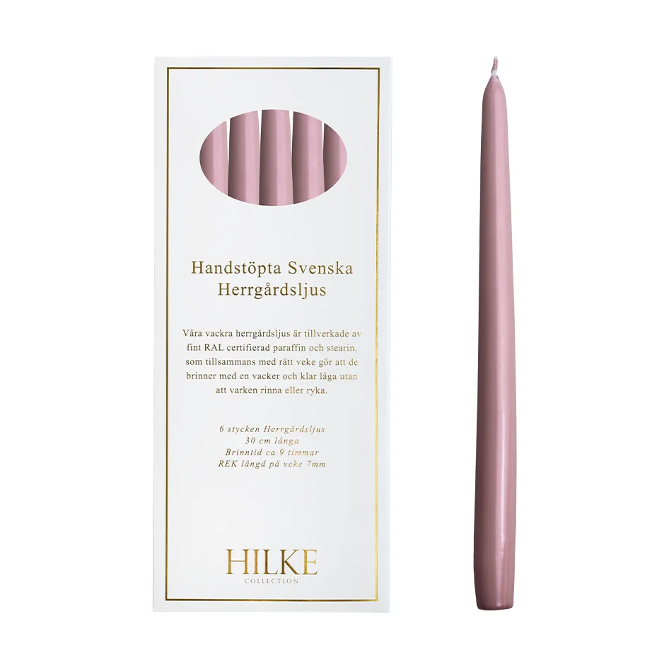Herrgårdsljus candles 30 cm 6-pack , Pink metallic Hilke Collection