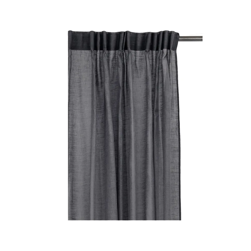 Dalsland curtain, Charcoal, pleat band and channel Himla