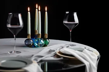 Bubble 4-arm candlestick Ø17.5x12 cm - Blue-green-smoke - Holmegaard