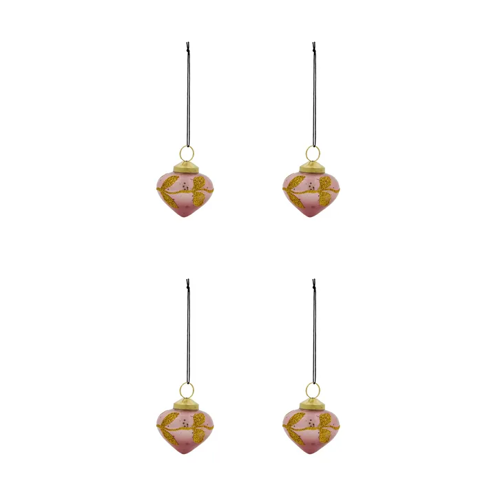 Amore Christmas hanging ornament 4-pack - Pink - House Doctor