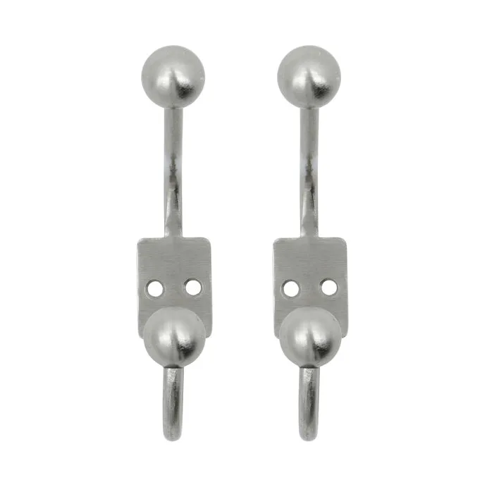 Ball hook 2-pack - Silver finish, Ø7x13 cm - House Doctor