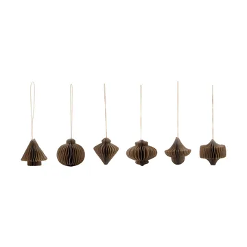 Comb Christmas hanging ornaments, set of 6 - Light brown - House Doctor