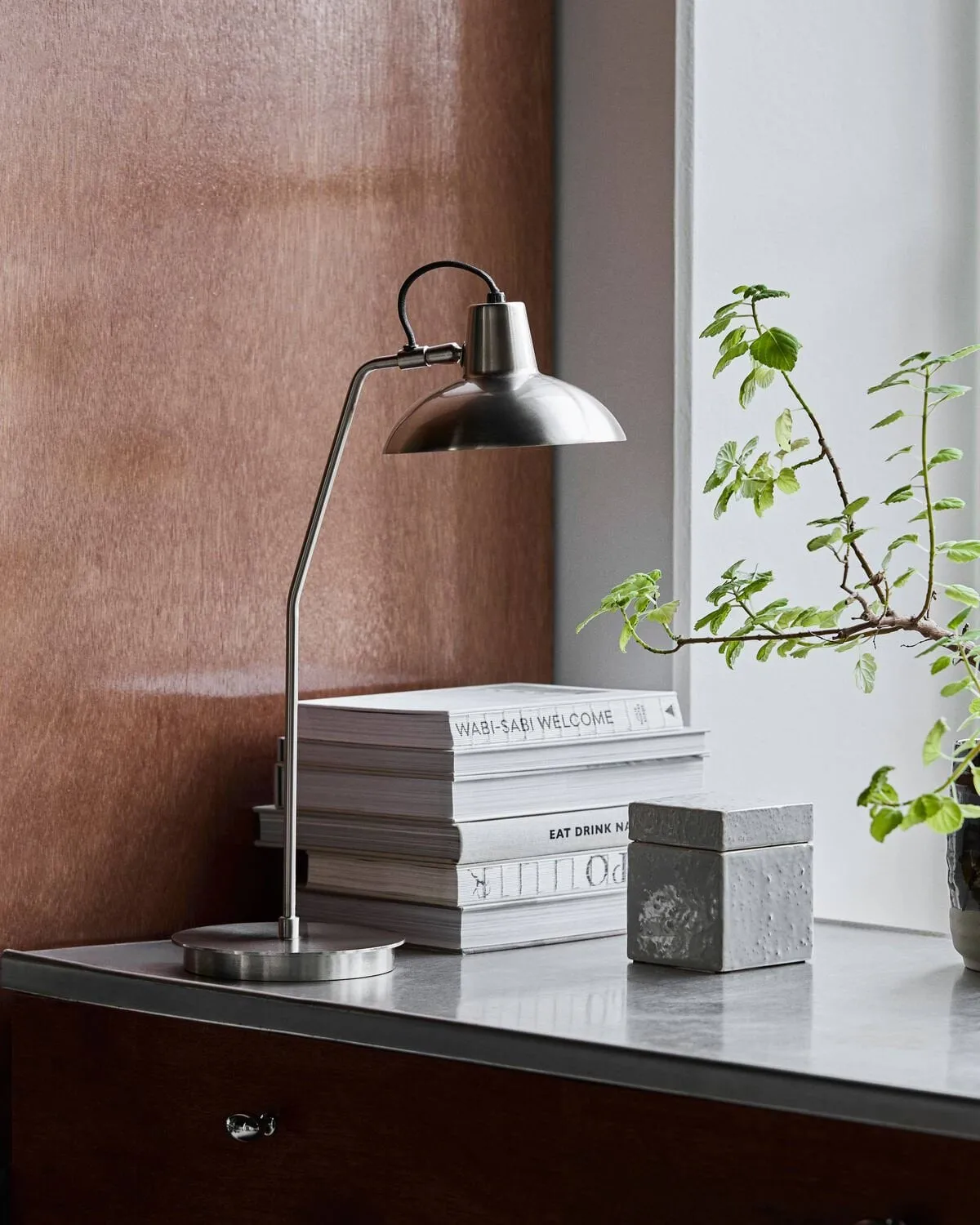 Desk table lamp high, Brushed silver-coloured House Doctor