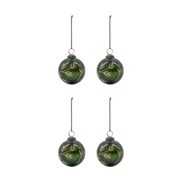 Leaf Christmas tree ornament Ø7.5 cm 4-pack - Green-gold - House Doctor