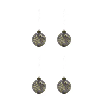 Mente Christmas bauble Ø8 cm 4-pack - Grey - House Doctor