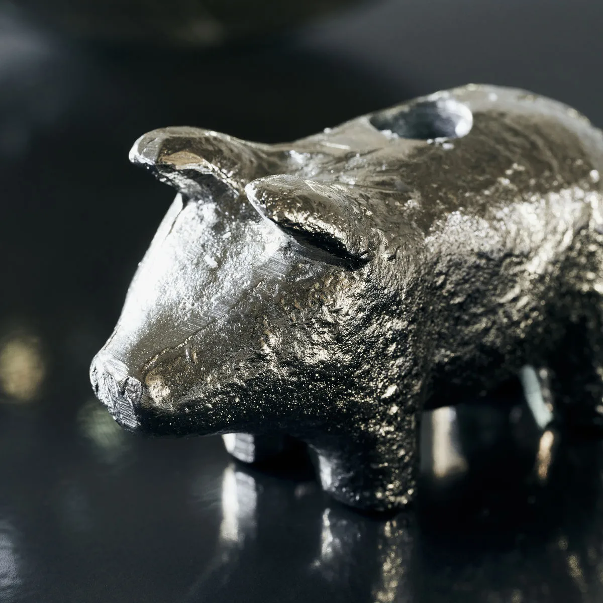 Pig candle stick 5 cm, Antique silver House Doctor