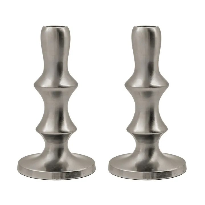 Reese candle holder 2-pack - Silver finish - House Doctor