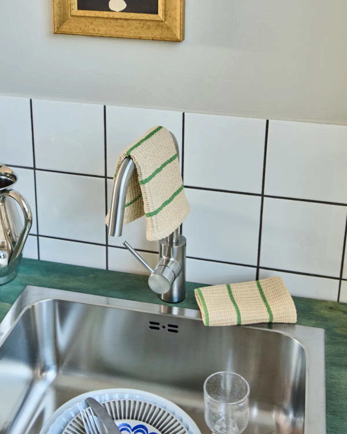 Rena dishcloth, Sand-green, 30x30 cm, 2-pack House Doctor