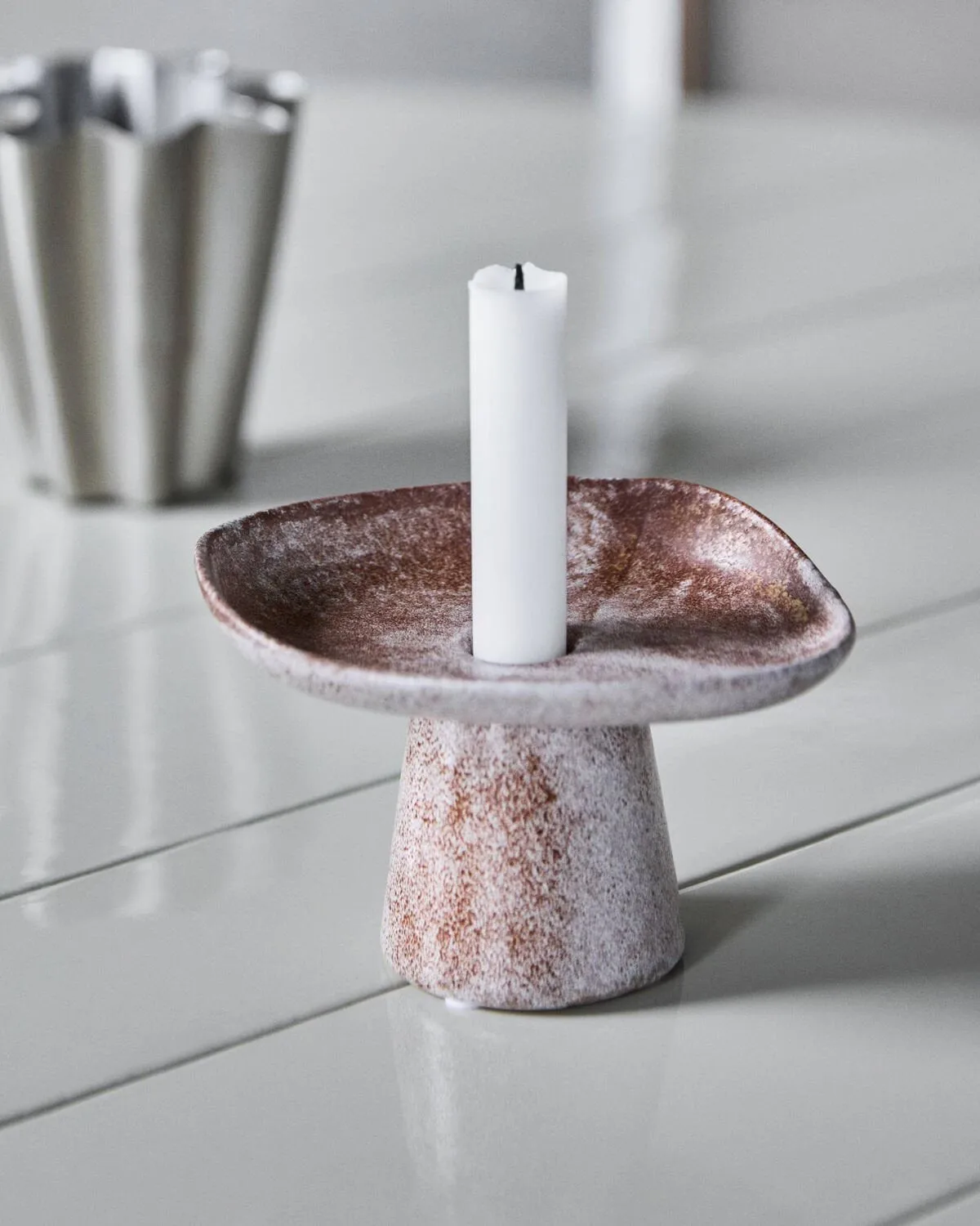 Shay candle holder, Suede brown House Doctor