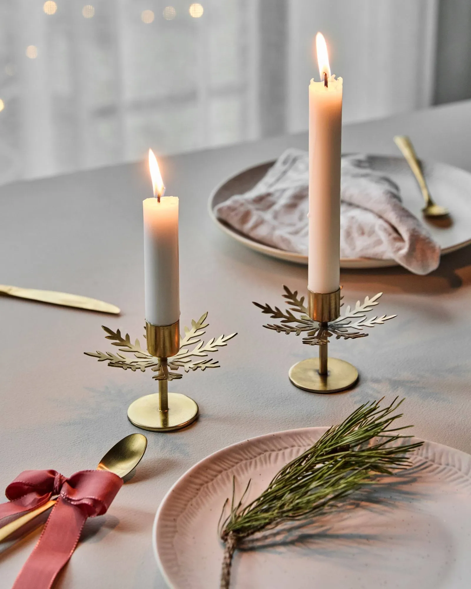 Snowflake candle holder 2-pack, Antique brass color House Doctor