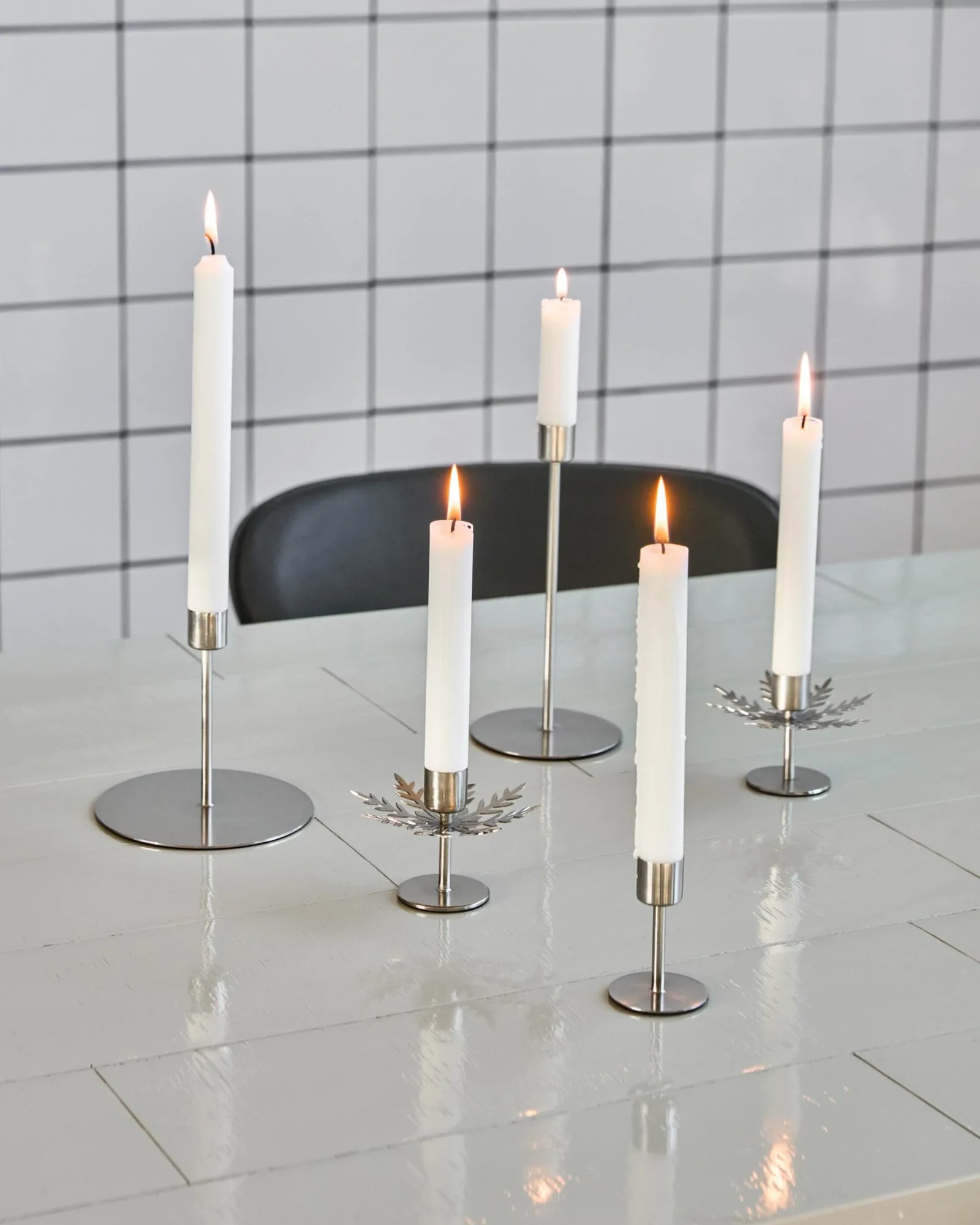 Snowflake candle holder 2-pack, Silver finish House Doctor