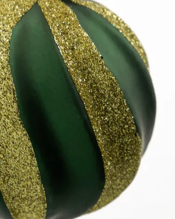 Swirl Christmas bauble 4-pack - Green-gold - House Doctor