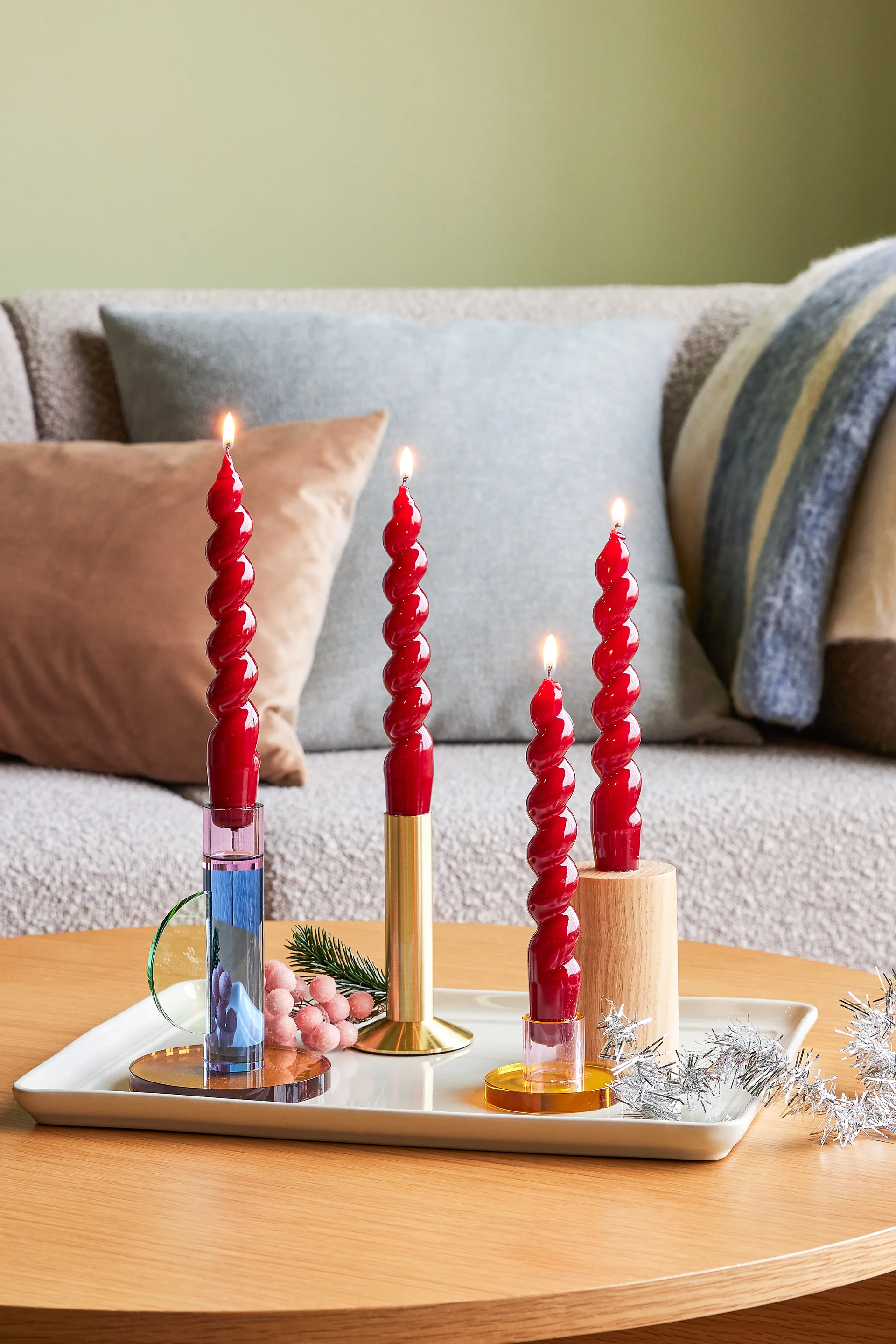 Astra candle holder small, Pink-orange Hübsch