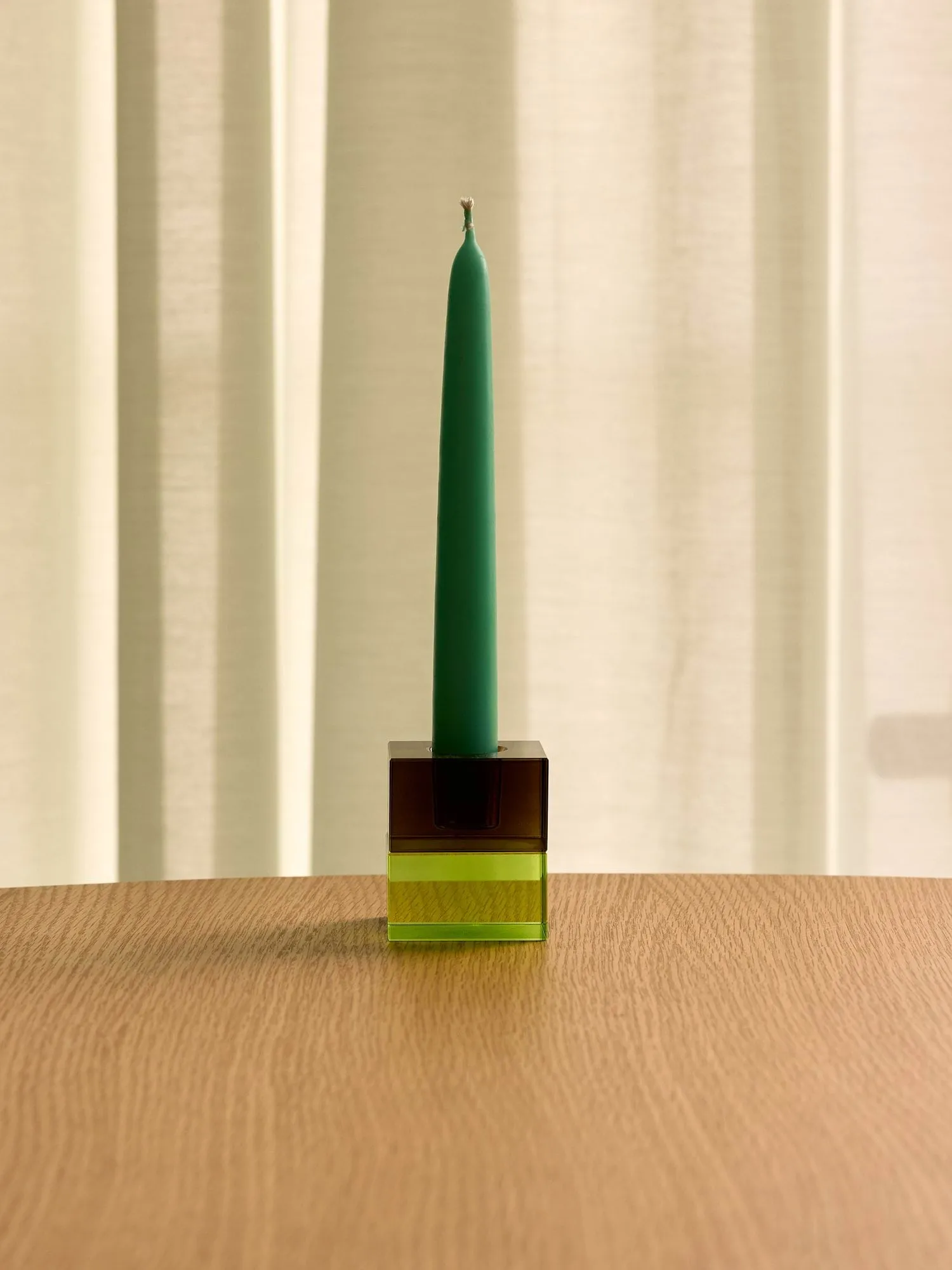 Block candle holder, 2 pieces, Brown-green, gray-pink Hübsch