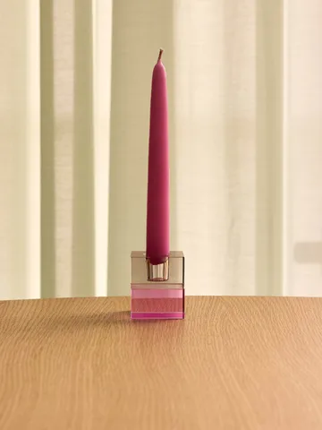 Block candle holder, 2 pieces - Brown-green, gray-pink - Hübsch