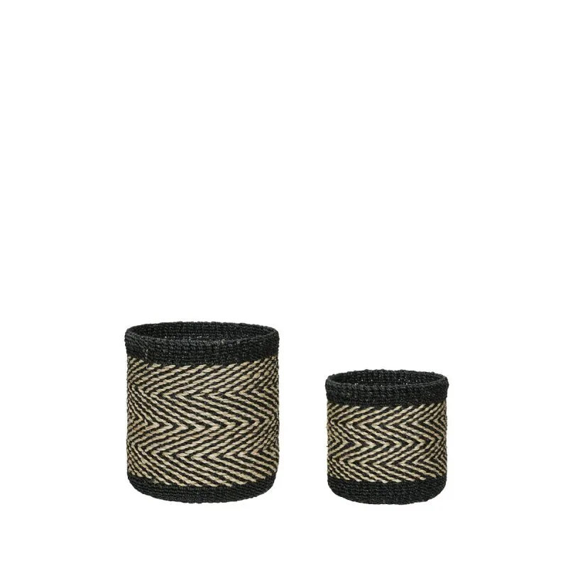 Criss Cross baskets 2-pack, Nature-black Hübsch