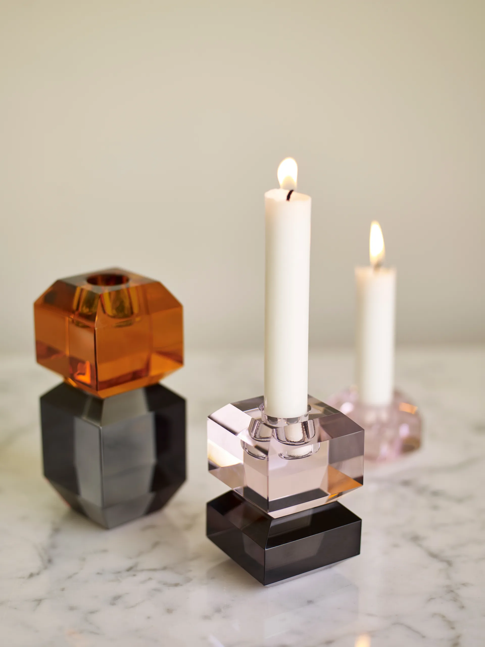 Gem candle holder, Orange-grey Hübsch