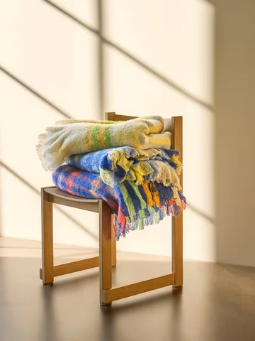 Loom throw blanket - Blue, 140x200 cm - Hübsch