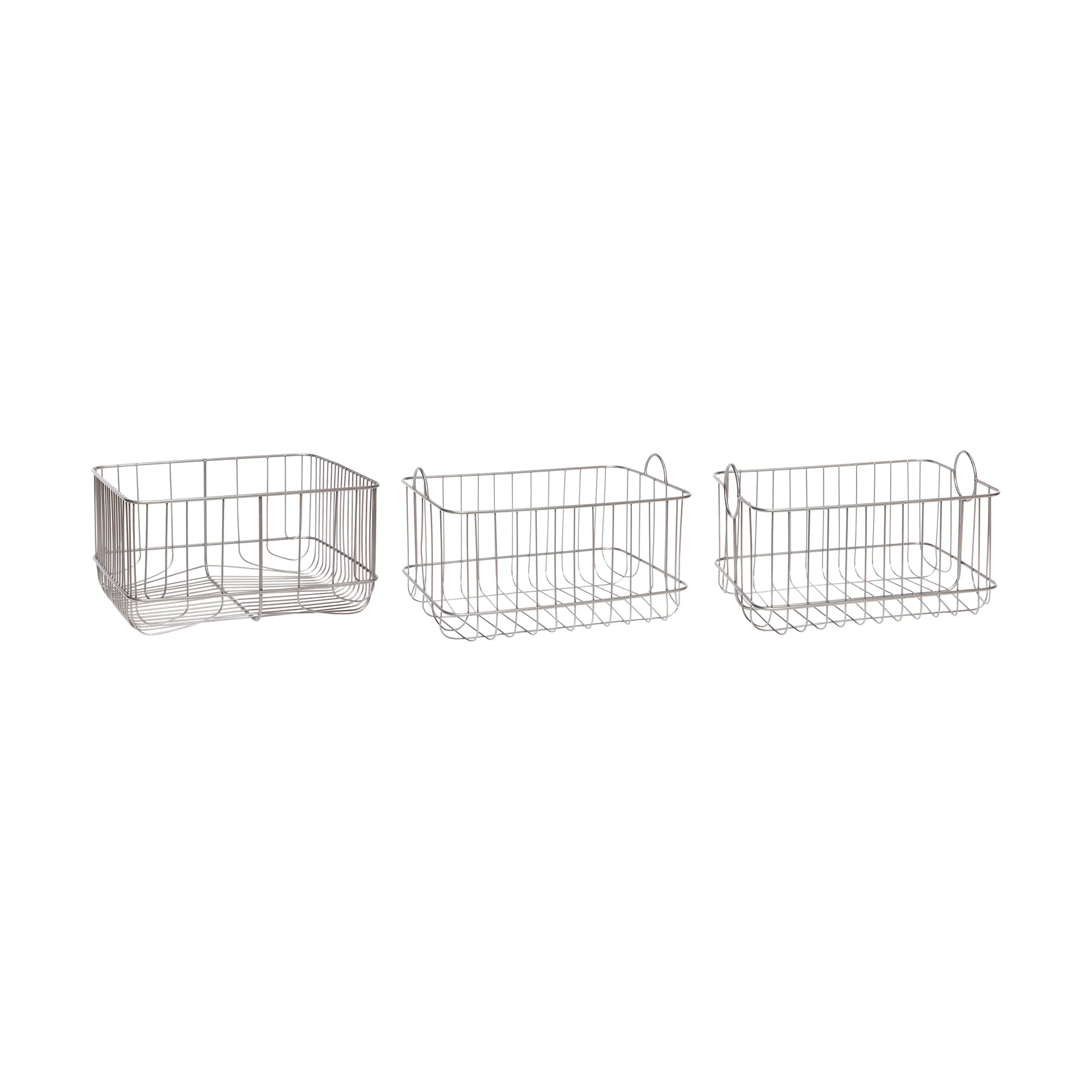 Wire baskets 3-pack, Brushed iron Hübsch