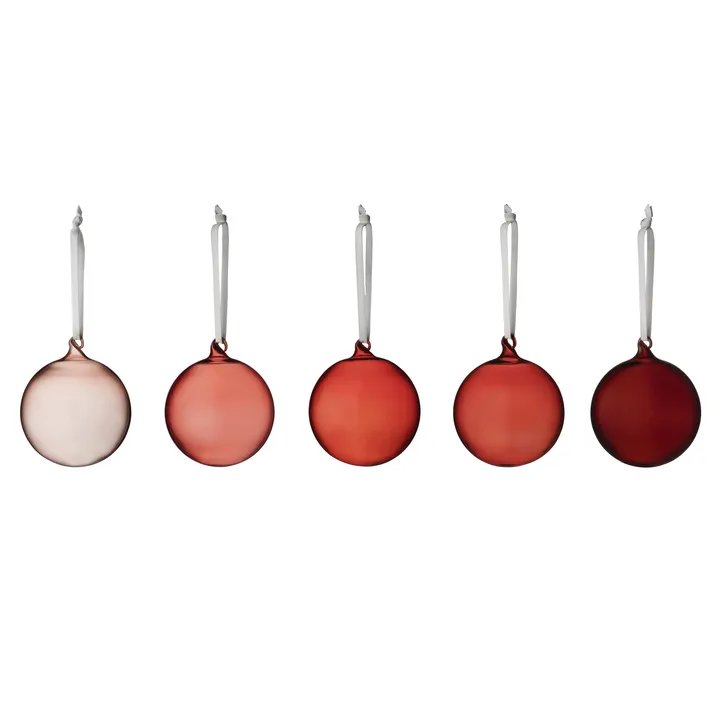 Iittala Christmas bauble glass 80 mm 5-pack - Red - Iittala