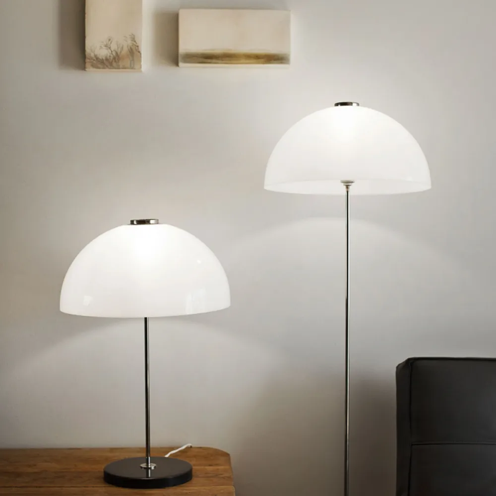 Kupoli floor lamp, Black-metal details-white shade Innolux