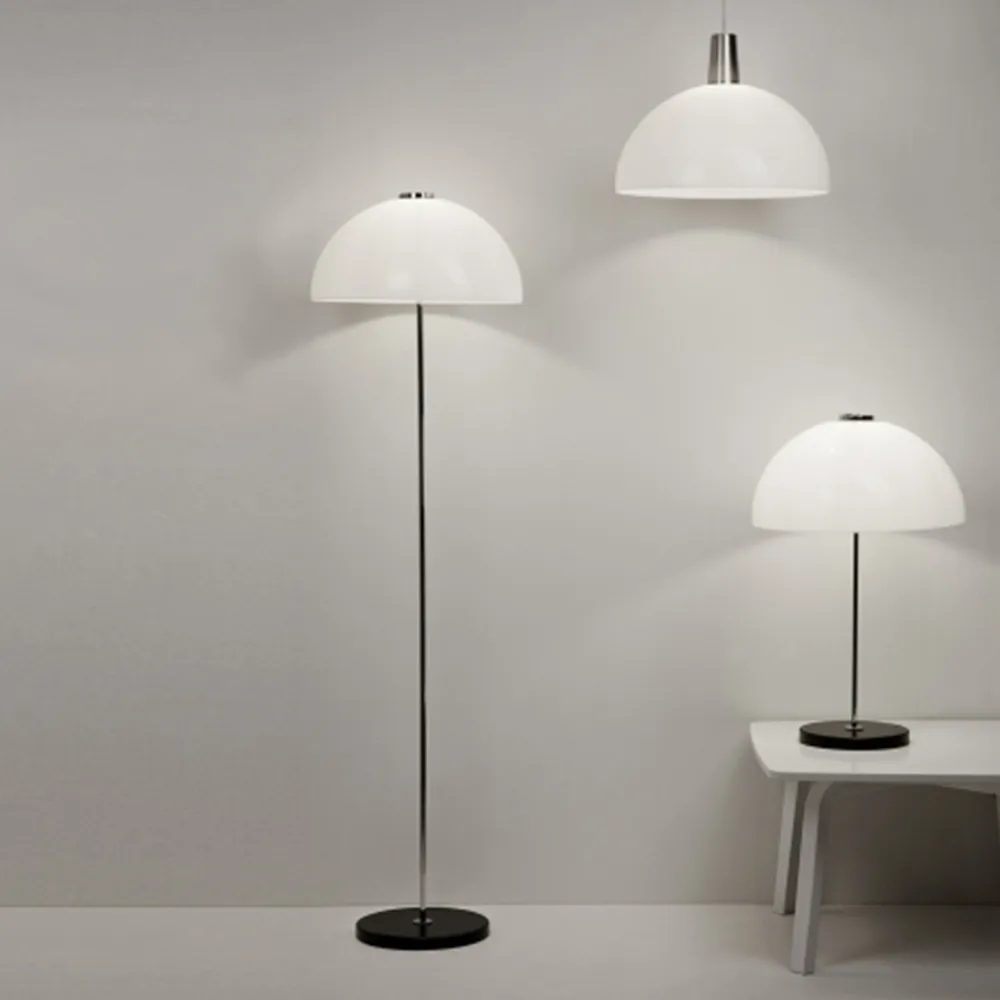 Kupoli floor lamp, Grey, metal details, white shade Innolux